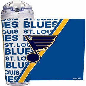 Rico Industries NHL Hockey St. Louis Blues 24oz Acrylic Tumbler with Hinged Lid, Officially Licensed Double Wall Tumbler with Straw