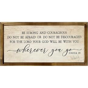 BMOWLLYSG Christian Rustic Inspirational Bible Verses Decor, Inspirational Bible Farmhouse Wall Decor, Home Office Living Room Bathroom Hallway Wood Frame Sign Decor 8x14 inches