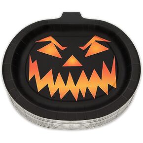 EPHYO 50 Count Halloween Paper Plates Disposable 10 x 10 Inch Party Supplies Dinnerware Plates Black Pumpkin Orange Decoration Plates