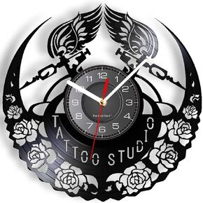 12 Inch Tattoo Shop Decor Wall Clock 7 Colors Changing, Tattoo Studio Tattoo Shop Decorations Clock LED Night Light Silent Movement Wall Clock Tattoo Signs for Shop Gifts for Tattoo Artists