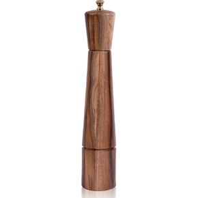 Pepper Grinder, Pepper Mill with Adjustable Stainless Steel, Acacia Wood, 32 cm / 12 inch Height, Bottom Dia: 6 cm, Upper Dia: 5.5 cm (Tray is NOT Included)