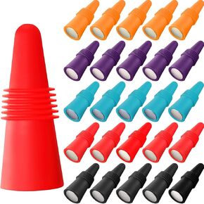 Wine Bottle Stopper Silicone Wine Bottle Sealer Silicone Beverage Bottle Plug Wine and Beverage Bottle Stopper Rubber Wine Saver for Bar, Kitchen, Holiday Party, Wedding (Multicolor,35 Pieces)