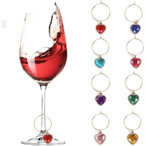 6pcs Heart Valentine's Day Wine Glass Charms Heart-Shaped Glass Markers Champagne Funny Cup Tag Identifiers for Party Valentine's Day Party Decoration