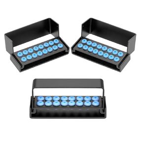 EustomA Burs Holder Block Case for 16 Holes High Temperature Sterilizable Autoclavable Burs Holder Box 3pcs/set (Blue)