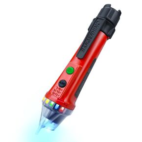 Non-Contact VoltageTester/Voltage Tester, Dual Range AC 12V/48V-1000V, Live/Null Wire Tester, Electrical Tester, Flashlight, Audible and Flashing LED Alarms, Pocket Clip -Red