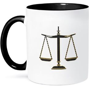 3dRose Elegant Black-Gold Scales Of Justice Two Tone Mug, 11 oz