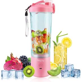 Portable blender,Big Power Personal Size Blender for Shakes and Smoothies with 6 Blades,20OZ Juicer Cup USB Rechargeable Blender for Kitchen，Outdoor（Black）…