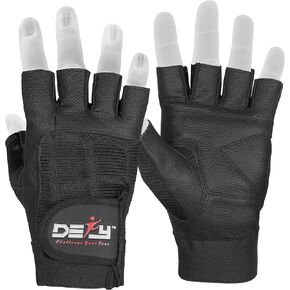 DEFY Challenge Your Fear Leather Weight Lifting Gloves Spandex Heavy Duty Gloves Padded Gym Body Building Fitness Workout