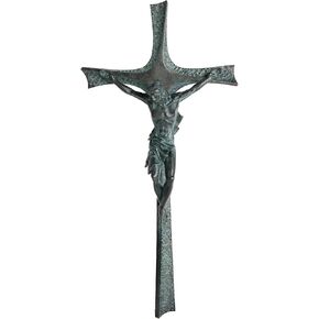 ShineOnAngel Crucifix Wall Cross, 12 Inch Silver Color Wall Crucifix Modern Home Decor, Hand Painted Antique Style Jesus Cross for Wall Religious Housewarming Gifts