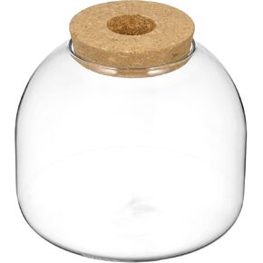Happyyami Cork Glass Bottle Fish Bowl Vase Small Glass Vase Glass Jars with Lids Glass Cork Bottle Glass Terrarium Bowl Terrarium Jars Hydroponic Plants Container Small Fish Tank Cookie Jar