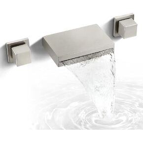 SKOWLL Two Handle Bathroom Faucet Wall Mount Sink Faucet Modern 8 Inch Bath Faucet Widespread Waterfall Vessel Faucet, Oil Rubbed Bronze Finished