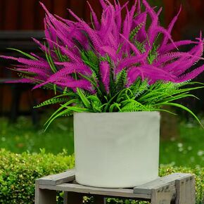 Outdoor Artificial Plants 16 Bundles Fake Wheat Grass UV Resistant Fake Flowers Bush Greenery, Faux Grass Shrubs for Home Porch Window Box Office Farmhouse Garden Décor (red) in Saudi Arabia