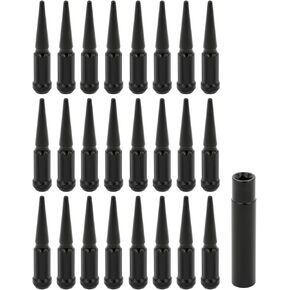 ECCPP M14x2.0 Wheel Lug Nuts 24Pieces + 1Key 14x2 Black Bulge Acorn Drive Closed End for 1999-2002 for Ford F-250 Super Duty F-350 Super Duty 2000-2018 for Ford Expedition| 1999-2014 for Ford F-150
