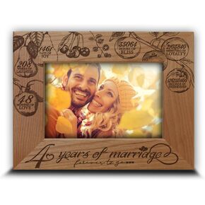 BELLA BUSTA-4 Years of Marriage-Traditional Fruit gift for 4th Wedding Anniversary for Wife, Husband, Couple-Engraved Wood Picture Frame (5x7 Horizontal)
