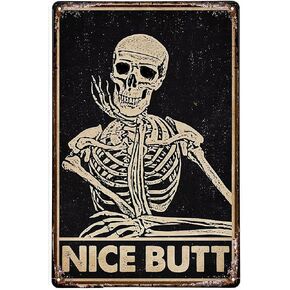 Skull Metal Tin Sign Pretty Face Funny Poster Cafe Dining Room Living Room Kitchen Bathroom Home Art Wall Decor Plaque