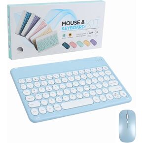 Small Bluetooth Keyboard and Mouse Combo,Ultra-Slim Ultra Slim Portable Cordless Wireless Keyboard for Android Tablet Cell Phone Smartphone iPhone Mini Pro Air Windows Surface(Pink)