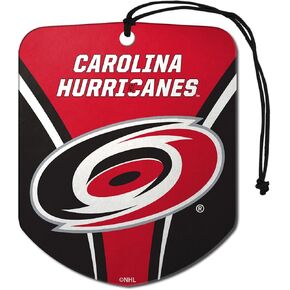 FANMATS 61594 NHL Carolina Hurricanes Hanging Car Air Freshener, 2 Pack, Black Ice Scent, Odor Eliminator, Shield Design with Team Logo