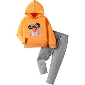 Kid Toddler Girls Clothes Cartoon Pattern Print Sweatshirt Hoodie Sports Pants 2PC Girl Fall Winter Clothing Set