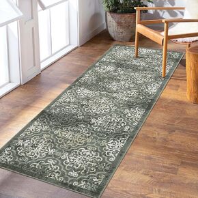 Area Rug 8'x10' Machine Washable Living Room Rug Indoor Rug Kitchen Accent Rug Distressed Carpet Low Pile Bedroom Rug Office Dining Room Grey