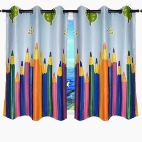 MYRU 1 Pair Dining Room Curtains,Kids Room Darkening Curtains,Room Decor for Childrens Bedroom Colorful Pencil (2 x 39x84 Inch)