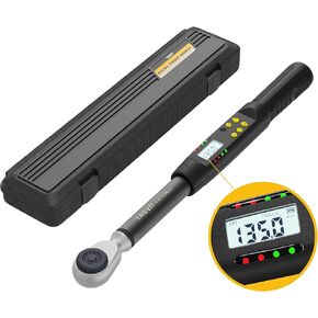 1/2 Inch Drive Digital Torque Wrench, 12.5-250.8 Ft.lb/17-340 Nm Electronic Torque Wrench, ±2% Accuracy with Preset Value, Data Storage, Buzzer and LED Flash Notification for Motorcycle, Car