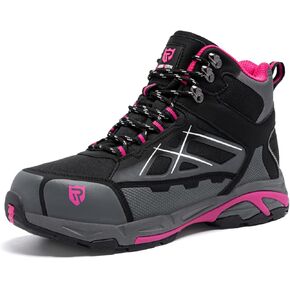 أحذية LARNMERN ذات أصابع فولاذية للنساء، أحذية عمل للمشي لمسافات طويلة، خفيفة الوزن، مقاومة للثقب، آمنة وغير قابلة للانزلاق، أحذية صناعية مقاومة للكهرباء الساكنة، مريحة ومتينة (9 نساء، أرجواني) in Kuwait