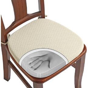 BUYUE Luxury 100% Pure Memory Foam Chair Cushion 1 Pack, Jacquard 16" U-Shape Comfortable Dining Chair Pad, Removable Slip Resistant Kitchen Chair Seat Cushion, (1 Piece, Beige)