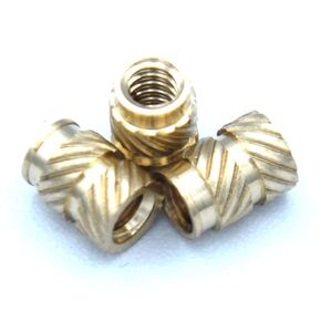 [ J&J Products ] Brass Insert IUTB-632, 6-32 Thru-Threaded, 5.3 mm OD, 7.1 mm Length, Heat Staking Inserts, 75pcs