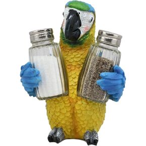 Ebros Tropical Rainforest Rio Red Scarlet Macaw Parrot Bird Salt And Pepper Shakers Holder Figurine Set 6.75"H Nautical Table Decore or Decorations For Spice Racks Holders Organizers Kitchen And Home