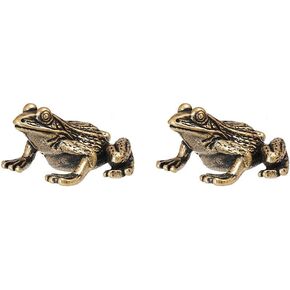 2 Piece Brass Frog Figurine,Animals Brass Decor Ornaments Home Tea Table Feastival Decorations, Decorative Ornaments for Living Room, Bedroom