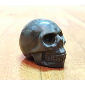 Carved Stone Skull 2" Golden, Carved Human Head.
