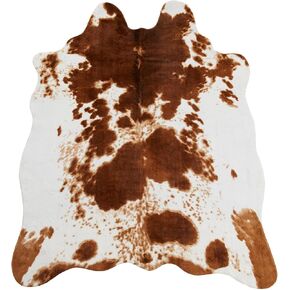 MustMat Faux Cowhide Rug for Western Decor(4.6ft x 6.6ft) - Gray and White Cow Print Area Rug for Living Room, Bedroom, or Office