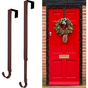 Wreath Hanger for Front Door, Adjustable Wreath Hanger from 15 to 25 Inches Wreath Hanger, 20 lbs Larger Door Upgrade Wreath Hanger Christmas Fall Wreaths Decorations Hook (Silver)