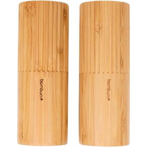 Bamboo Salt and Pepper Shakers Set of 2 - Natural Bamboo Wood Salt and Pepper Shakers - Tall Salt and Pepper Shakers Set, Standart, Brownn - 1