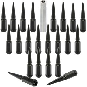 ECCPP M14x2.0 Wheel Lug Nuts 24 Pieces + 1 Key 14x2 Wheel Studs Black Bulge Acorn Drive Closed End Lug Nuts for Ford Expedition for F-150 Heritage 1500 for Lincoln Mark LT/Navigator 1997-2014