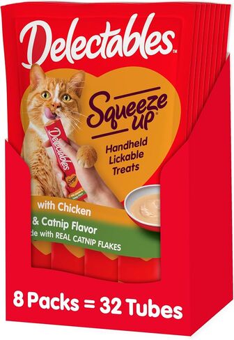Hartz Delectables Squeeze Up Interactive Lickable Wet Cat Treats for Adult & Senior Cats, Tuna with Catnip, 32 Count in Saudi Arabia