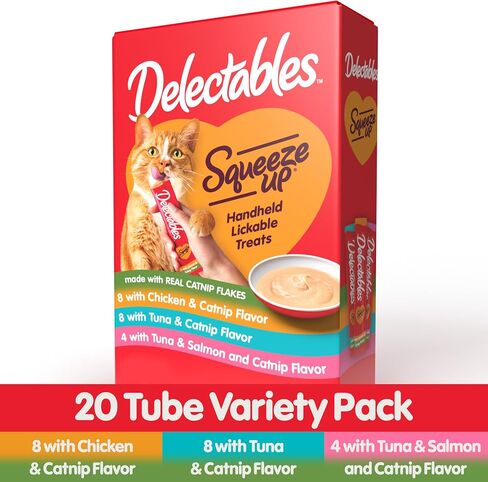 Hartz Delectables Squeeze Up Interactive Lickable Wet Cat Treats for Adult & Senior Cats, Tuna with Catnip, 32 Count in Saudi Arabia