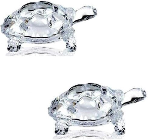 سلحفاة زجاجية كريستالية لفنغ شوي وفاستو، فاستو، زجاج فنغ شوي، سلحفاة كريستال، هدية تحفة سلحفاة - مجموعة من 2 in Kuwait