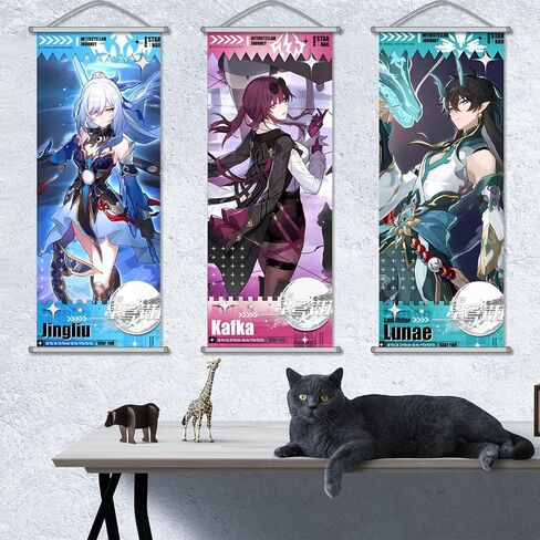 هونكاي: ملصق ستار ريل للديكور الداخلي (27.5 بوصة × 10 بوصة)، معلق على الحائط بطباعة فنية عالية الدقة على القماش هونكاي: ملصقات شخصية ستار ريل لمحبي الألعاب. (روبن) in Kuwait