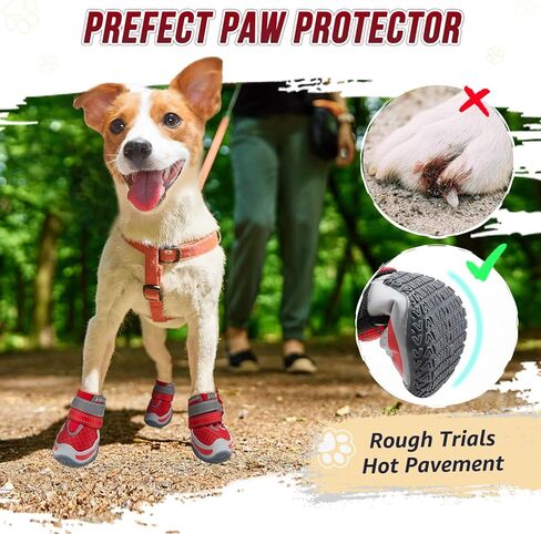 SlowTon Dog Shoes for Large Dogs - Mesh Breathable Dog Boots for Hot Pavement Summer Winter Snow, Anti-Slip Reflective Dog Booties Paw Protector for Outdoor Walking, Indoor Hardfloors(Grey,8) in Kuwait
