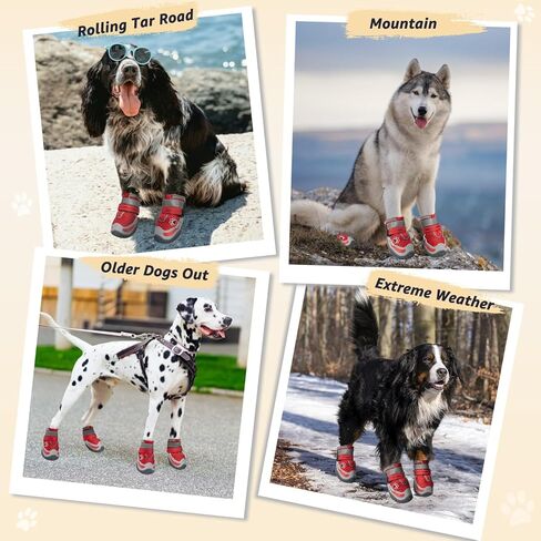 SlowTon Dog Shoes for Large Dogs - Mesh Breathable Dog Boots for Hot Pavement Summer Winter Snow, Anti-Slip Reflective Dog Booties Paw Protector for Outdoor Walking, Indoor Hardfloors(Grey,8) in Kuwait