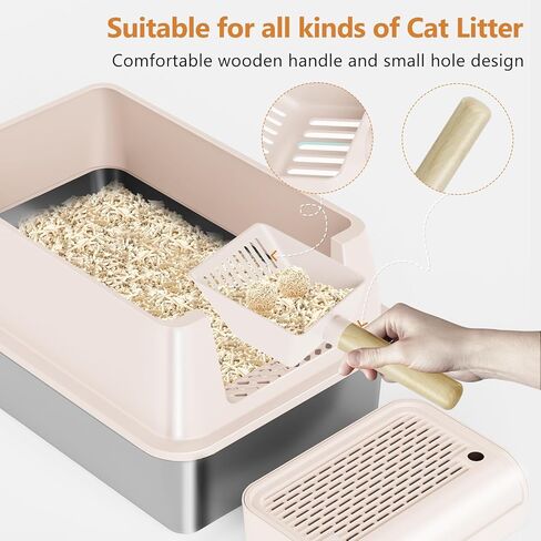 Stainless Steel Cat Litter Box with Lid, XL Extra Large Litter Box for Big Cats, Enclosed Removable Metal Litter Box with High Sided Enclosure & Scoop, Anti-Leakage, Non-Sticky, Easy Cleaning(Grey) in Saudi Arabia