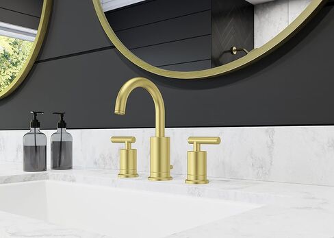 Pfister Contempra Bathroom Sink Faucet, 8-Inch Widespread, 2-Handle, 3-Hole, Brushed Gold Finish, LG49NC1BG in Kuwait