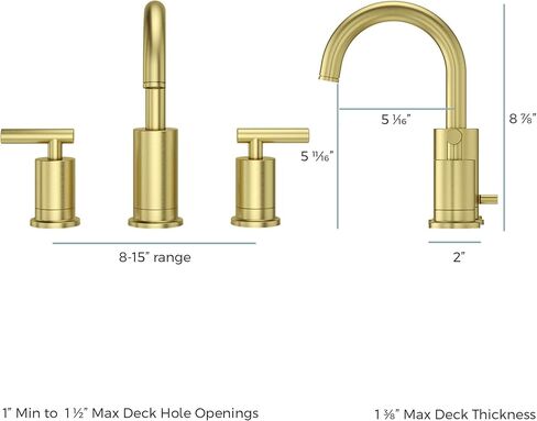 Pfister Contempra Bathroom Sink Faucet, 8-Inch Widespread, 2-Handle, 3-Hole, Brushed Gold Finish, LG49NC1BG in Kuwait