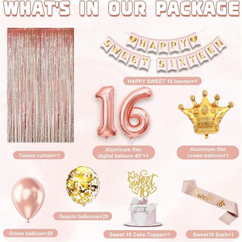 57 Pcs Sweet 16 Party Decorations Sage Green, 16th Birthday Decorations for Girls, Sweet 16 Birthday Decorations, Sweet 16 Party Decorations Green with Banner, Sash, Cake Topper, Balloons in Saudi Arabia