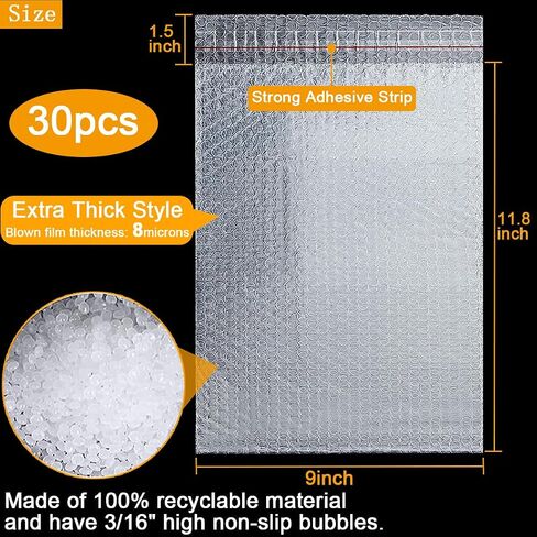 30 Pack Bubble Wrap Bags 8 X 10" Bubble Out Pouches Double Walled Bubble Bags Thickening Bubble Pouches Clear Self Seal Bubble Wrap Bags For Packing, Shipping, Moving And Storage in Saudi Arabia