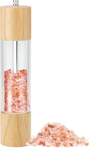 Pepper Grinder Salt Grinder Wooden Pepper Mill Grinder w/Adjustable Coarse, Tall Wood Refillable Manual Pepper Grinder Mill Peppermill for Black Peppercorn-Oak 8in in Kuwait