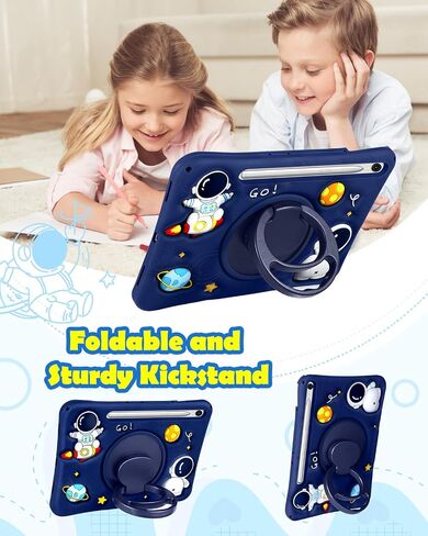 for Samsung Galaxy Tab A7 Lite 8.7" Case Boys Cute Astronaut Cover Kawaii 3D Cartoon Spacemen Girls Cool with Rotating Handle Stand + Strap Soft Silicone Funda for Galaxy A7 Lite Table Cases in Saudi Arabia