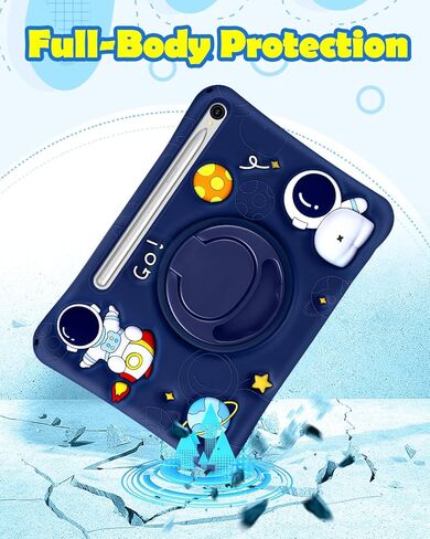 for Samsung Galaxy Tab A7 Lite 8.7" Case Boys Cute Astronaut Cover Kawaii 3D Cartoon Spacemen Girls Cool with Rotating Handle Stand + Strap Soft Silicone Funda for Galaxy A7 Lite Table Cases in Saudi Arabia