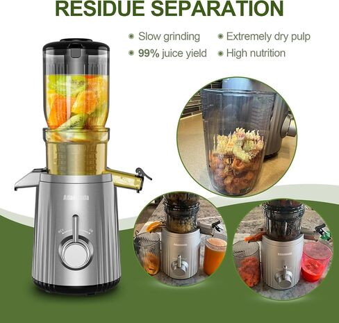 Slow Masticating Machines With Exclusive Filter Technology for High Juice Yield & Easy Clean,Extra Large Feed Chute Cold Press Juicer Machine Fit Whole Fruits Vegetables,Silver Grey in Saudi Arabia
